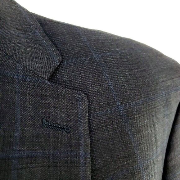 Calvin Klein Wool 2 Button Blazer‎ 44L Gray Sharkskin - Picture 2 of 10